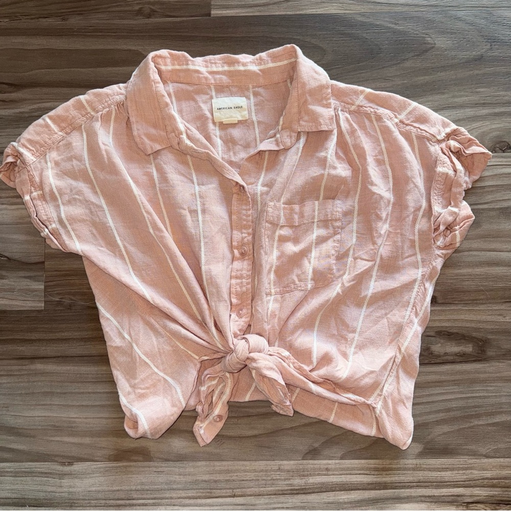 American Eagle Outfitters Peach Button Down Shirt
